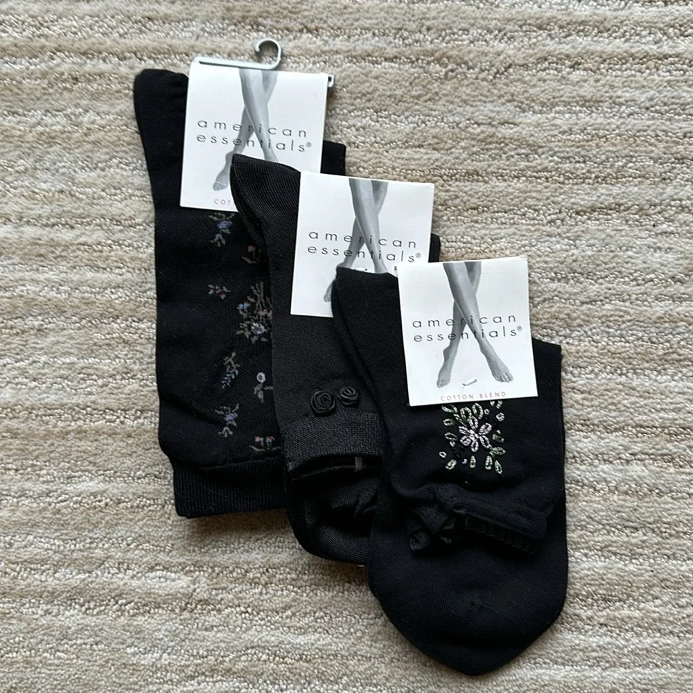 3 Pairs of NWT American Essentials Socks Black Dress Casual From Macy’s